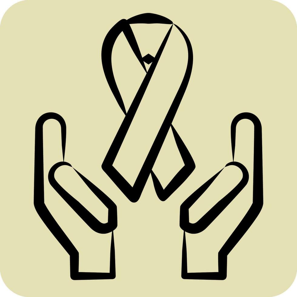 Icon Ribbon. related to World Cancer symbol. hand drawn style. simple design editable. simple illustration vector