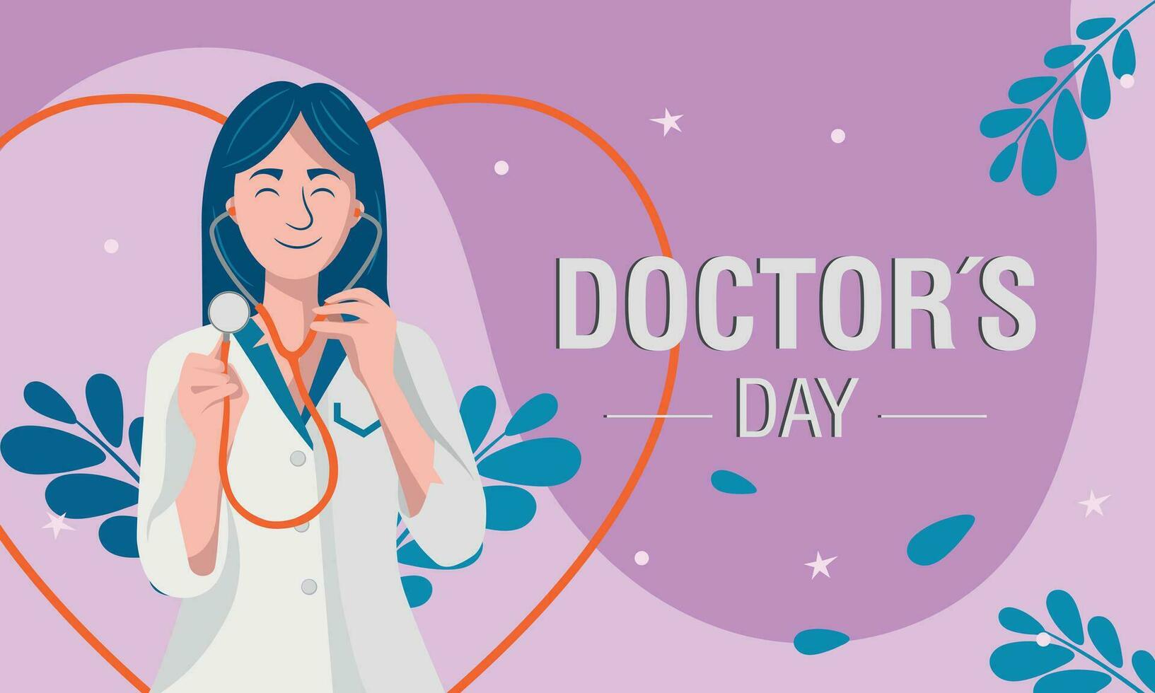 happy doctor girl with phonendo, vector illustration for doctor's day