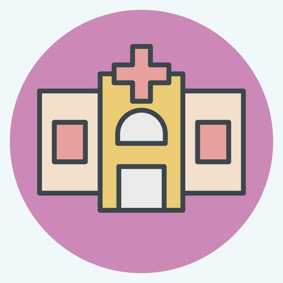 Icon Hospital. related to World Cancer symbol. color mate style. simple design editable. simple illustration vector