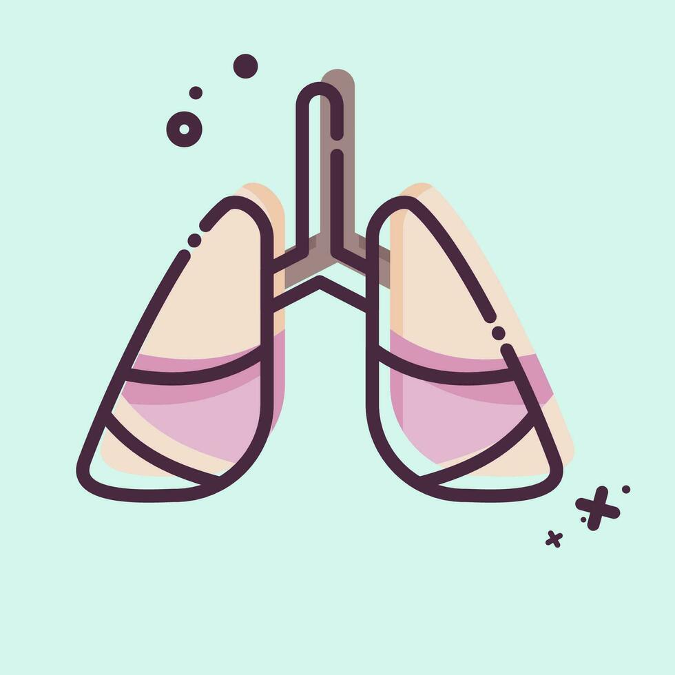 Icon Lung Cancer. related to World Cancer symbol. MBE style. simple design editable. simple illustration vector