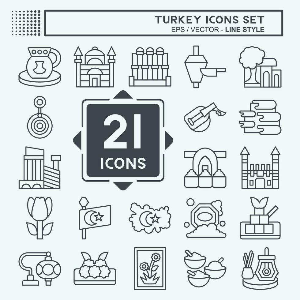 Icon Set Turkey. related to Education symbol. line style. simple design editable. simple illustration vector