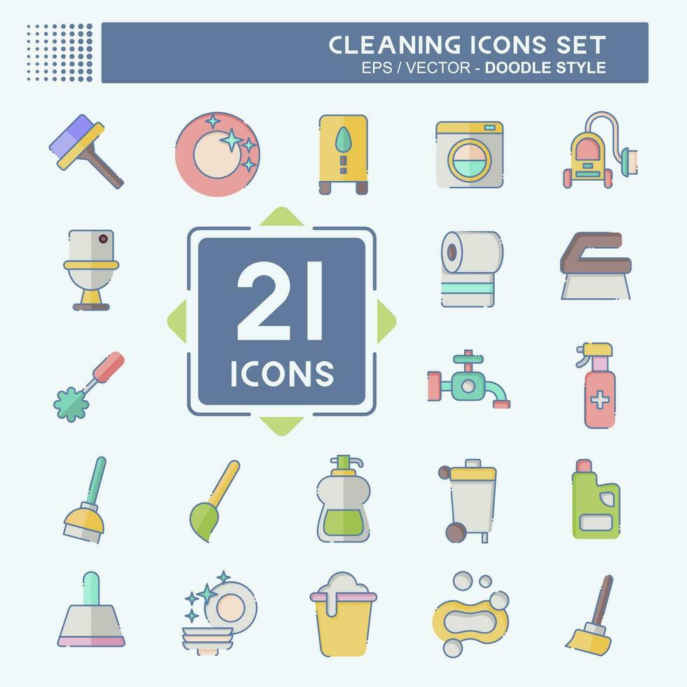 Icon Set Cleaning. related to Household Appliance symbol. doodle style. simple design editable. simple illustration vector