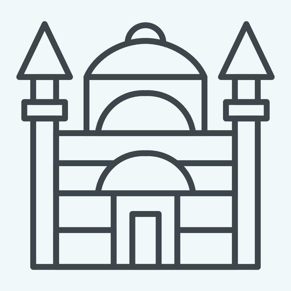 icono azul mezquita. relacionado a Turquía símbolo. línea estilo. sencillo diseño editable. sencillo ilustración vector