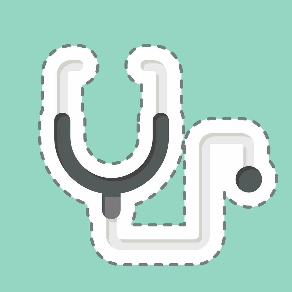 Sticker line cut Stethoscope. related to World Cancer symbol. simple design editable. simple illustration vector