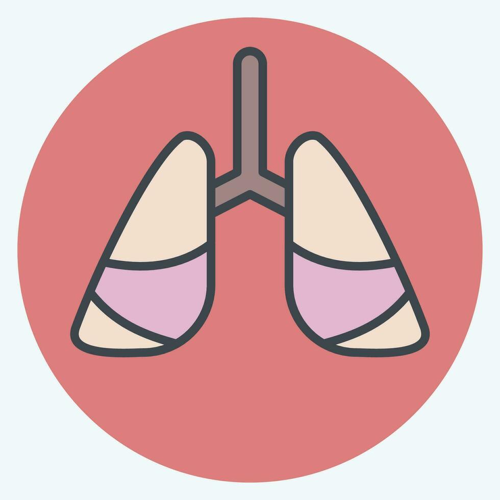 Icon Lung Cancer. related to World Cancer symbol. color mate style. simple design editable. simple illustration vector