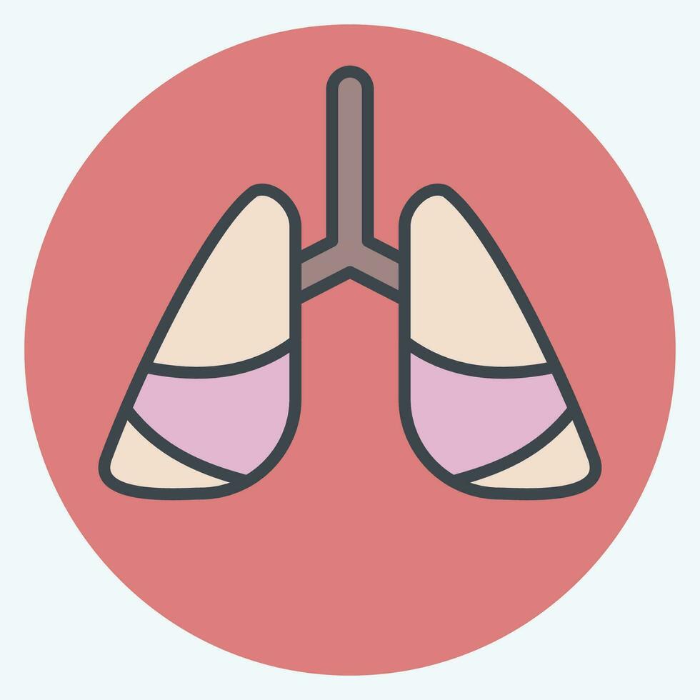 Icon Lung Cancer. related to World Cancer symbol. color mate style. simple design editable. simple illustration vector