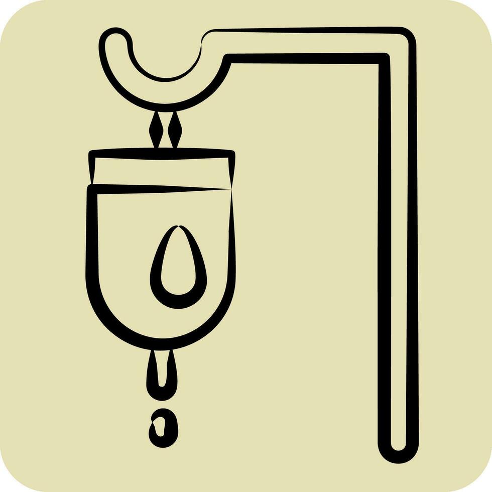 Icon Travenous Saline. related to World Cancer symbol. hand drawn style. simple design editable. simple illustration vector