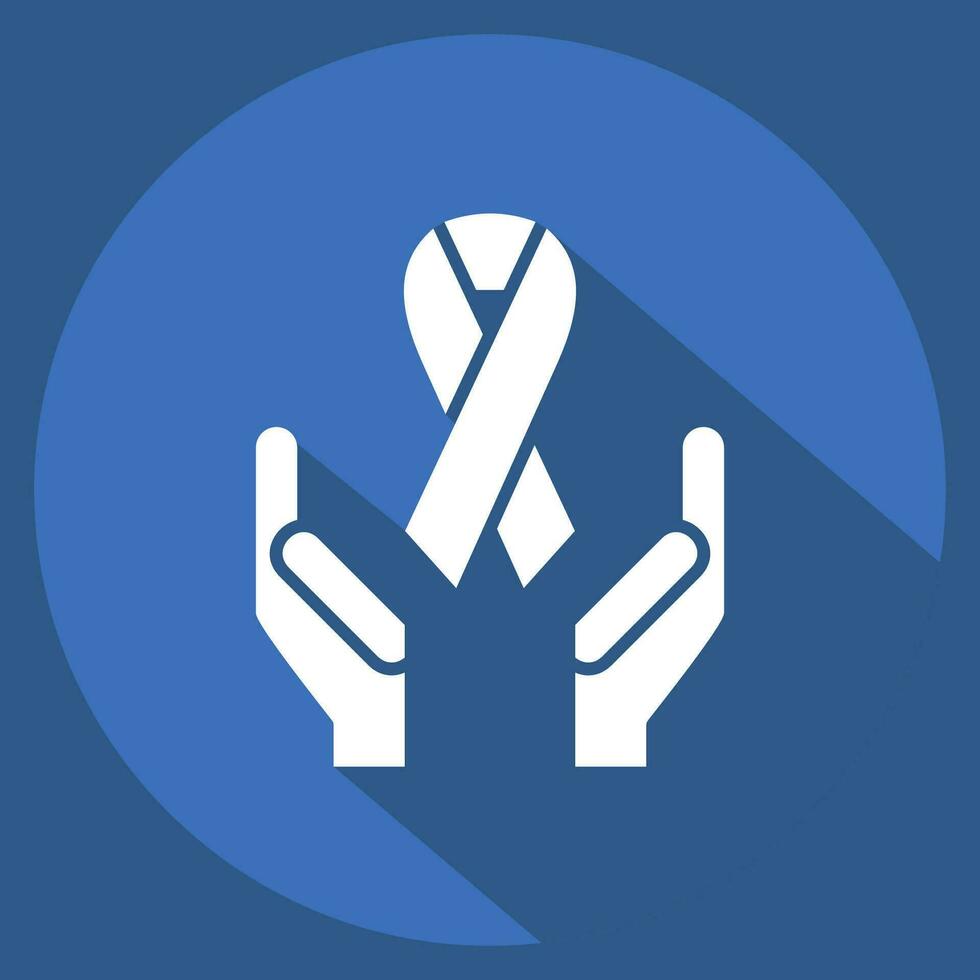 Icon Ribbon. related to World Cancer symbol. long shadow style. simple design editable. simple illustration vector