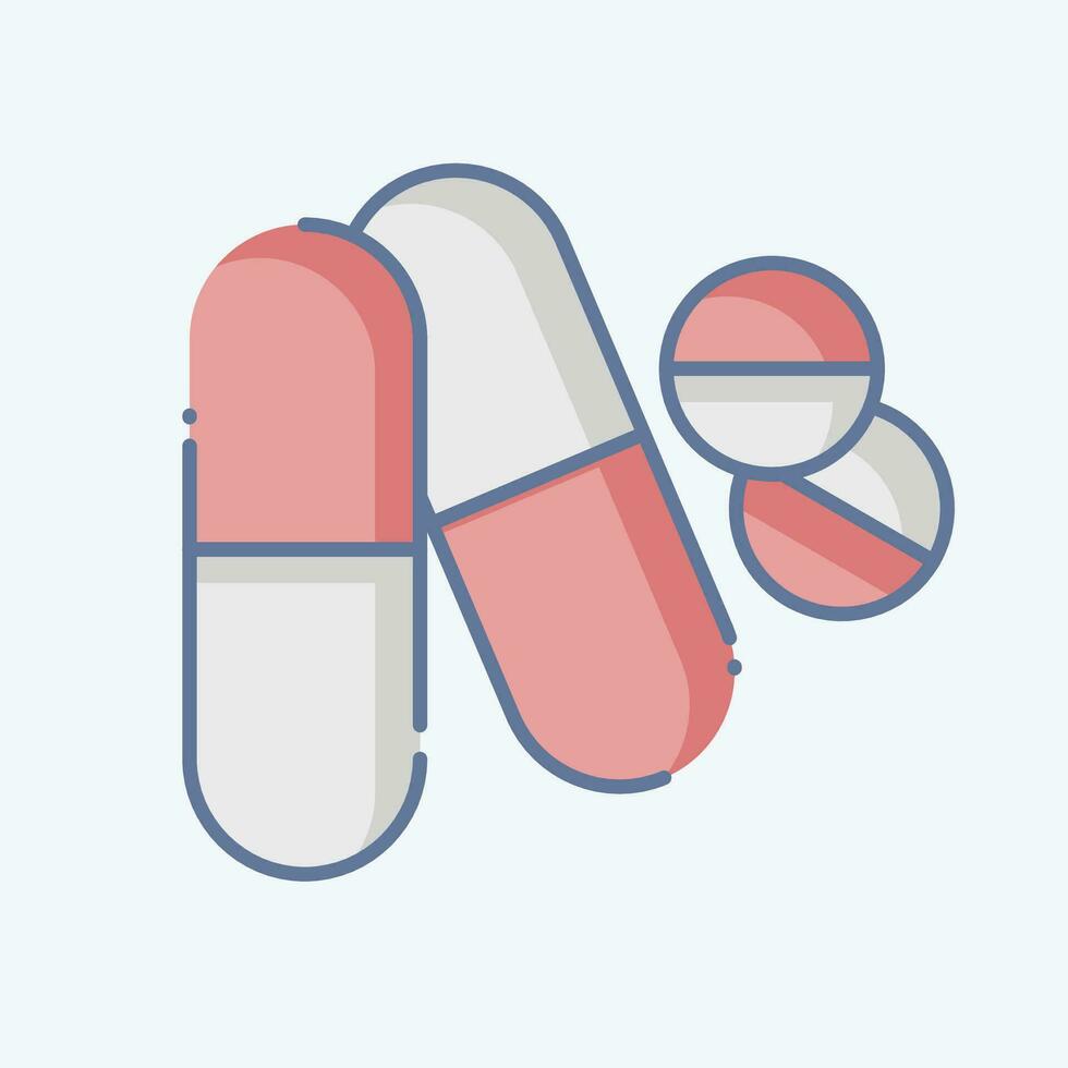 Icon Pills. related to World Cancer symbol. doodle style. simple design editable. simple illustration vector