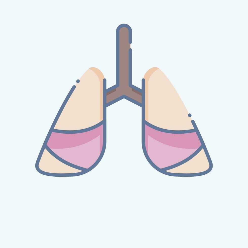 Icon Lung Cancer. related to World Cancer symbol. doodle style. simple design editable. simple illustration vector