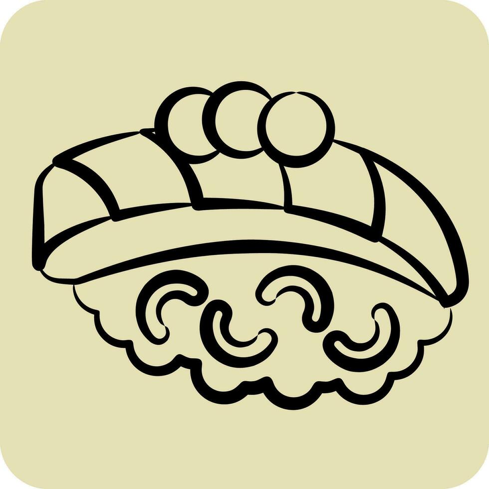 Icon Aji. related to Sushi symbol. hand drawn style. simple design editable. simple illustration vector