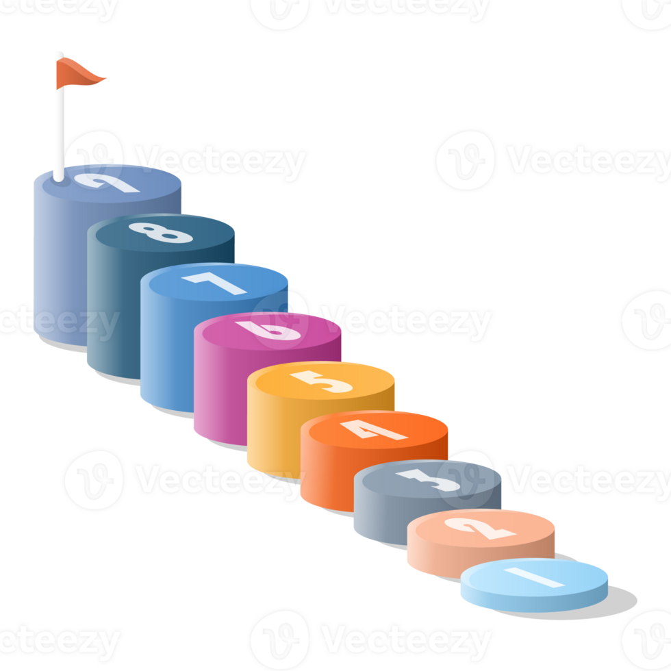 Bar chart circle 3d, Infographics elements diagram with 9 steps. png