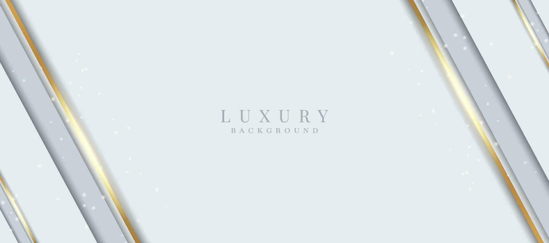 Elegant abstract background with shiny gold and silver lines. White luxury background vector