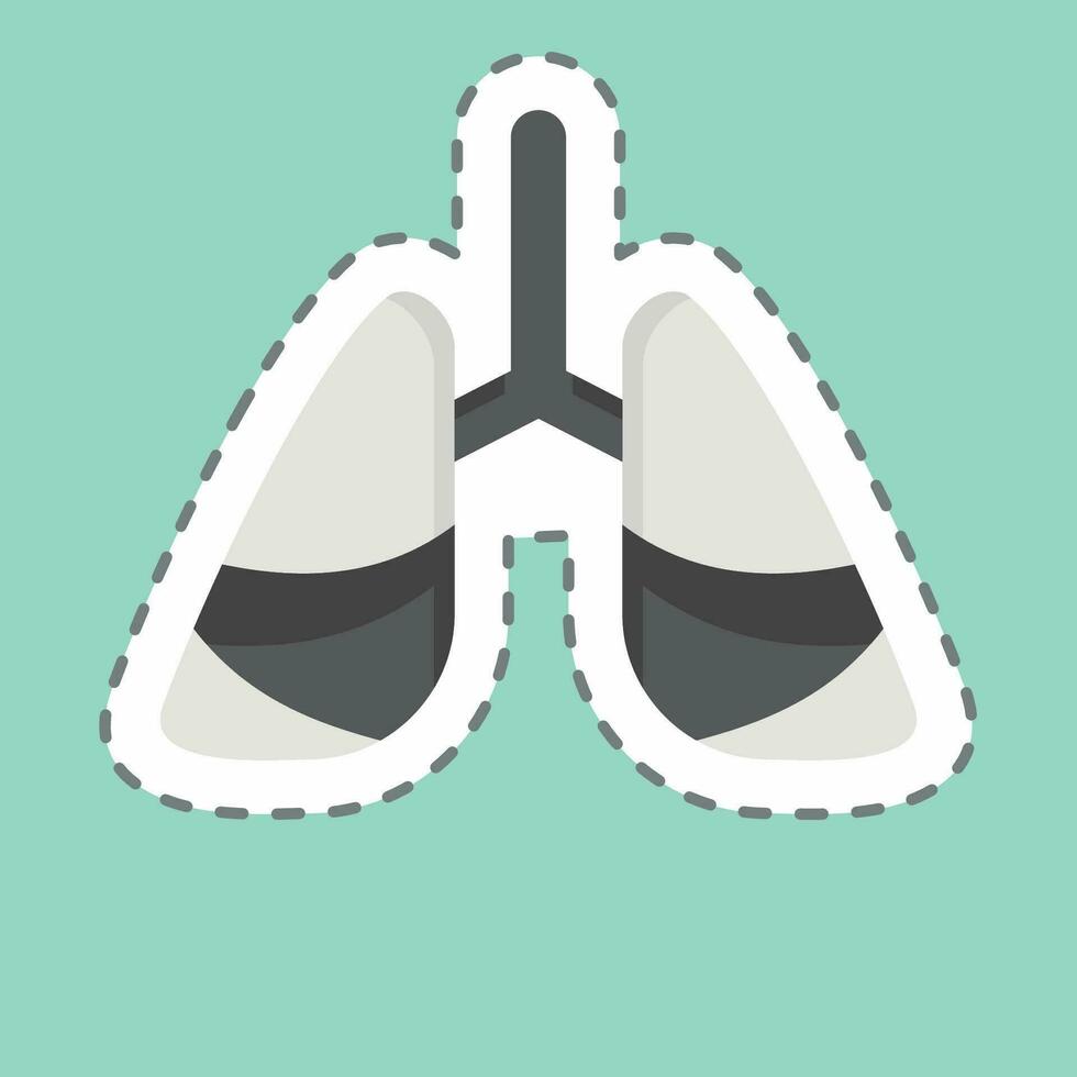 Sticker line cut Lung Cancer. related to World Cancer symbol. simple design editable. simple illustration vector