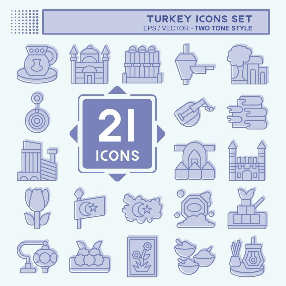 Icon Set Turkey. related to Education symbol. two tone style. simple design editable. simple illustration vector