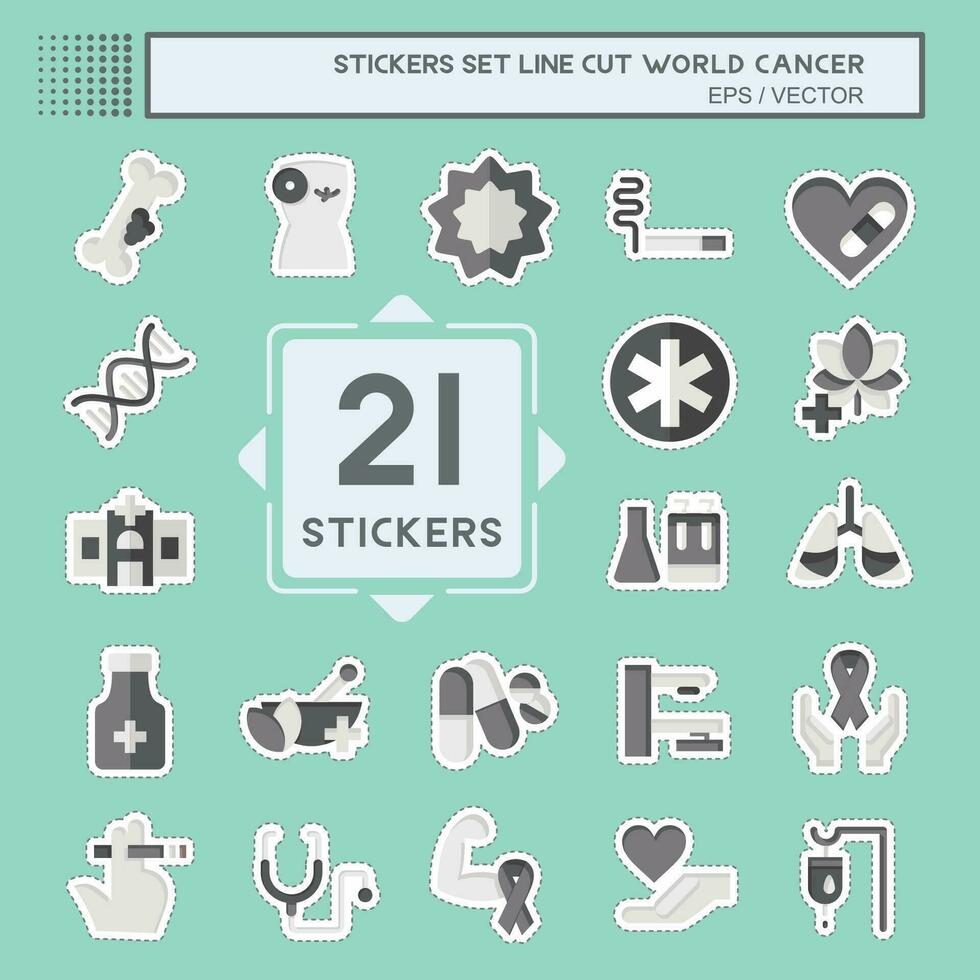 Sticker line cut Set World Cancer. related to Health symbol. simple design editable. simple illustration vector
