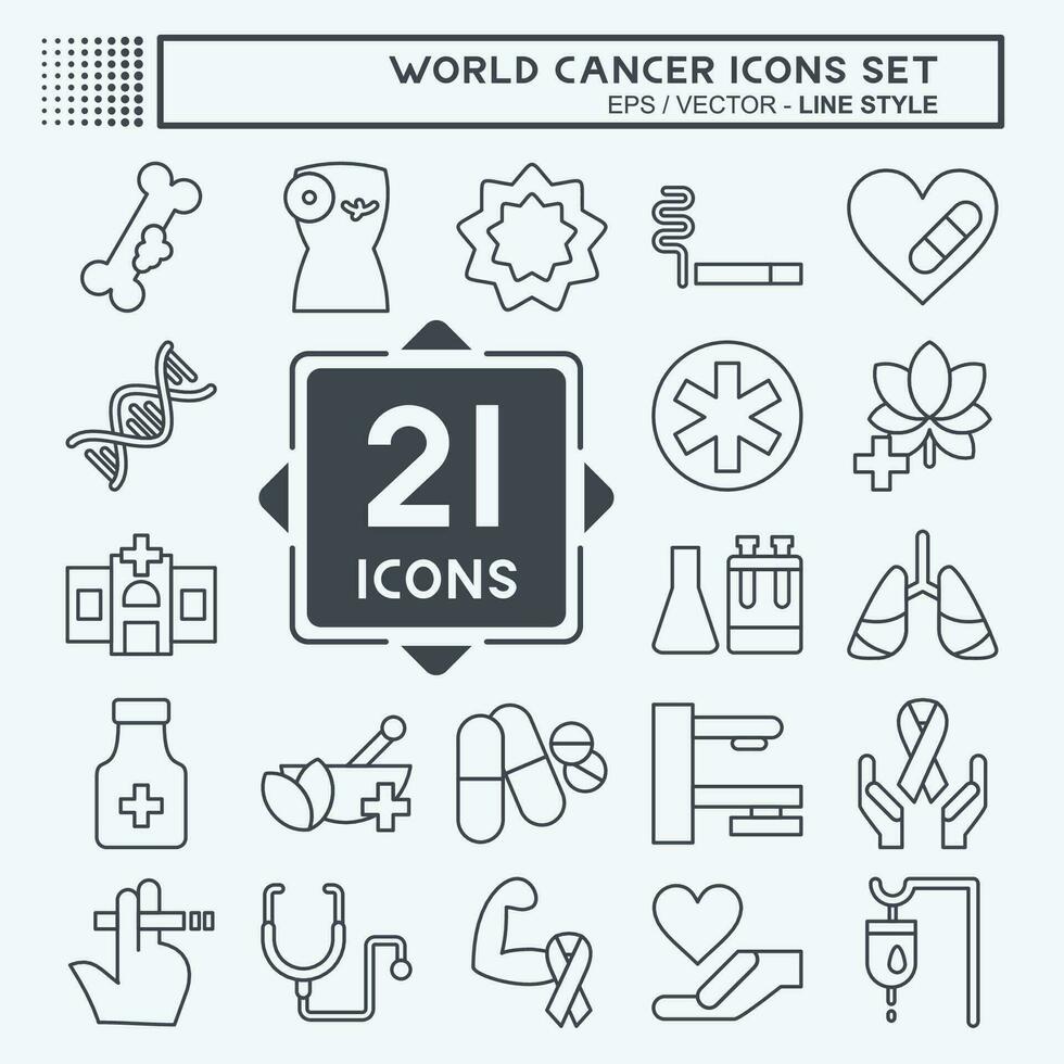 Icon Set World Cancer. related to Health symbol. line style. simple design editable. simple illustration vector