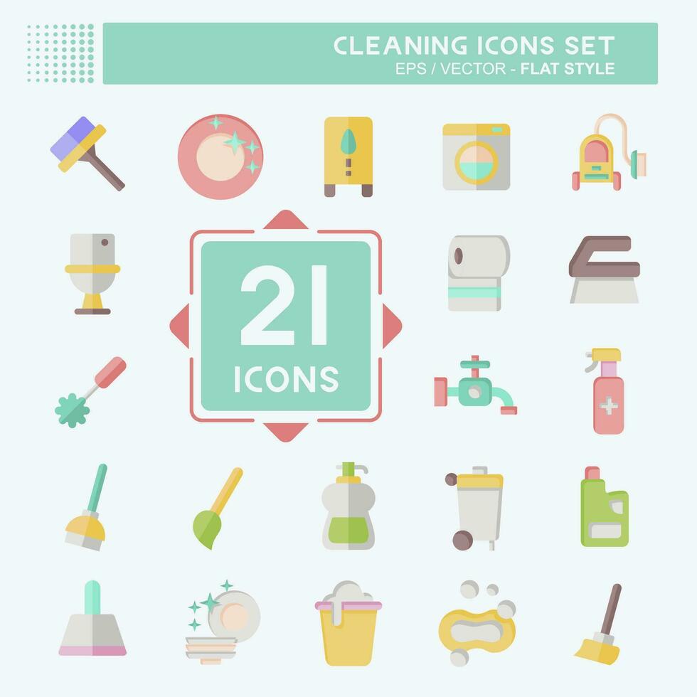 Icon Set Cleaning. related to Household Appliance symbol. flat style. simple design editable. simple illustration vector