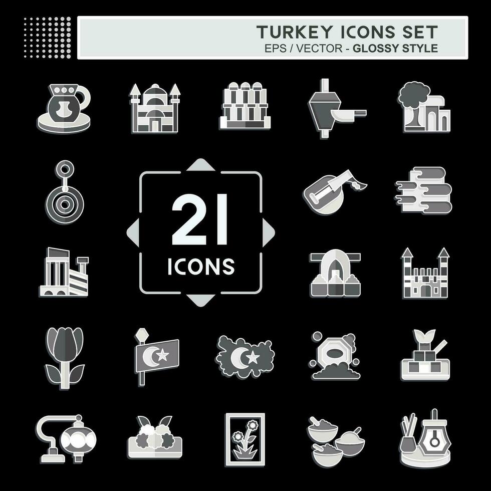 Icon Set Turkey. related to Education symbol. glossy style. simple design editable. simple illustration vector