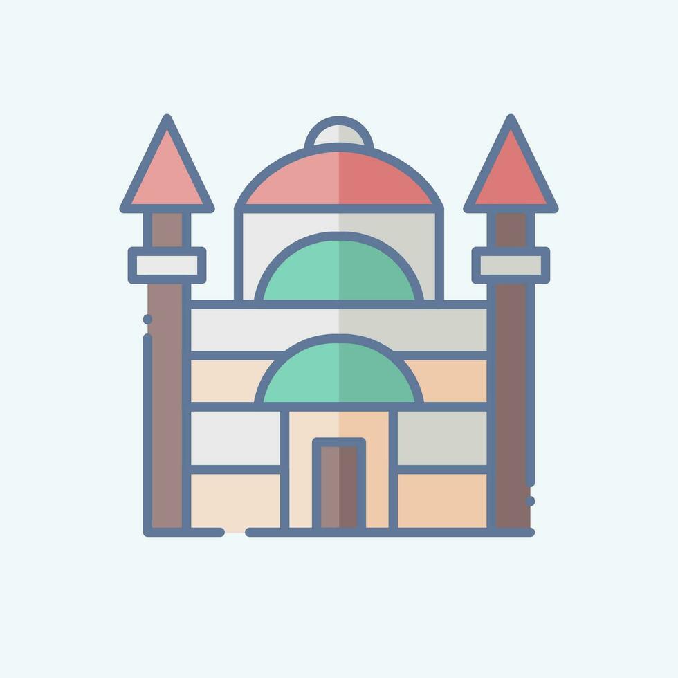 icono azul mezquita. relacionado a Turquía símbolo. garabatear estilo. sencillo diseño editable. sencillo ilustración vector