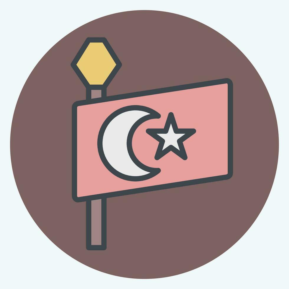 Icon Turkey Flag. related to Turkey symbol. color mate style. simple design editable. simple illustration vector