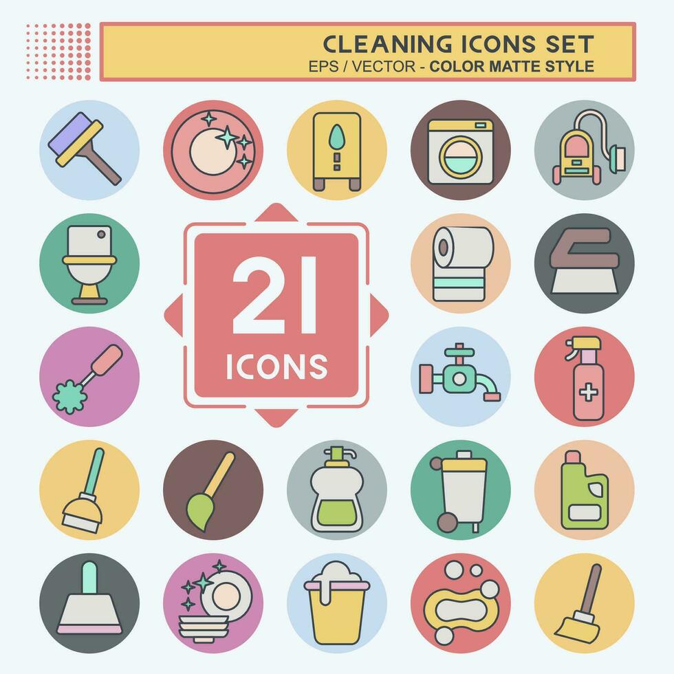 Icon Set Cleaning. related to Household Appliance symbol. color mate style. simple design editable. simple illustration vector