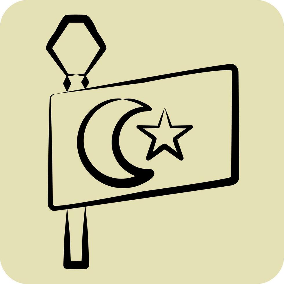 Icon Turkey Flag. related to Turkey symbol. hand drawn style. simple design editable. simple illustration vector