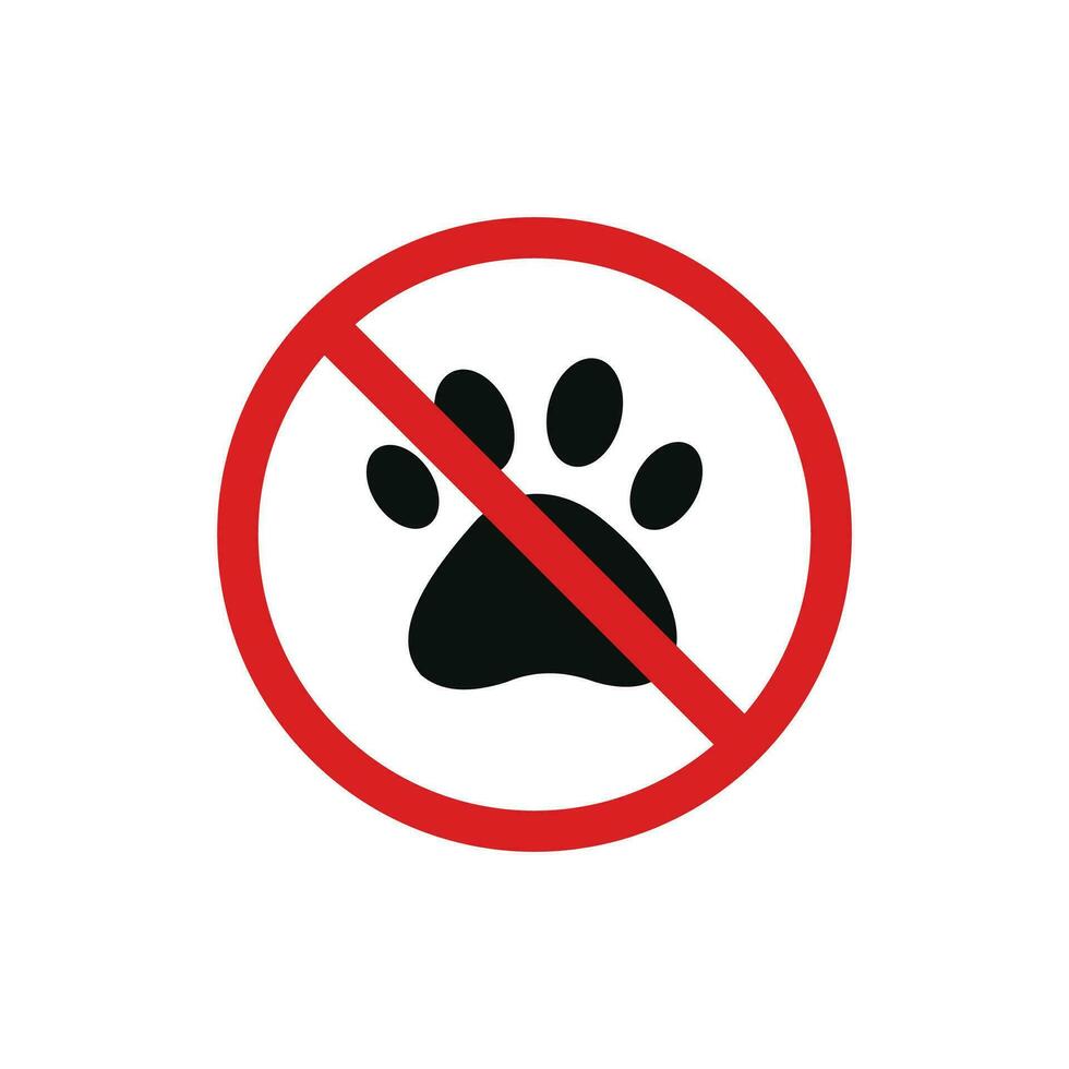 No animal icon sign symbol isolated on white background. No pets allowed icon vector