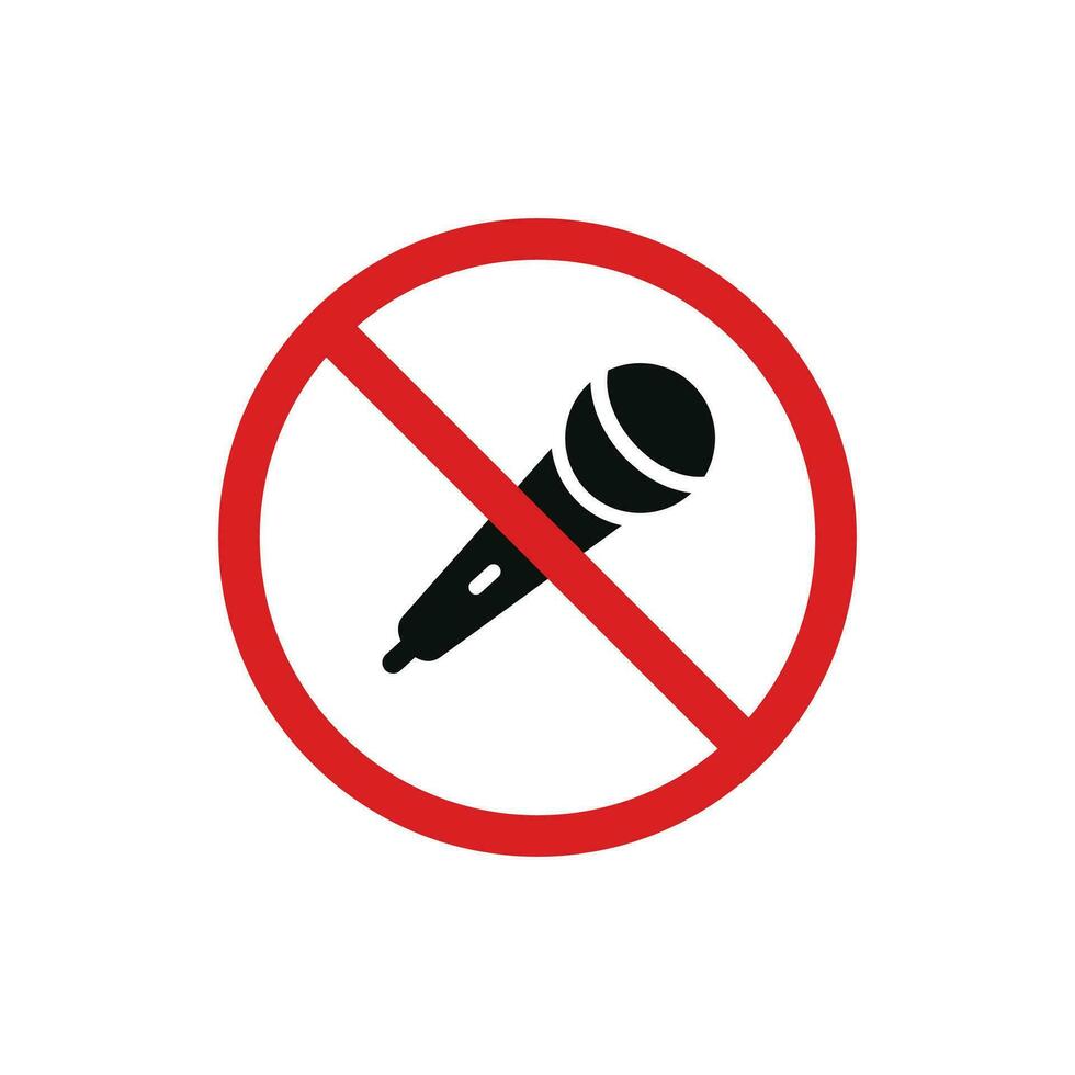 No microphone allowed icon sign symbol isolated on white background. No recording icon vector