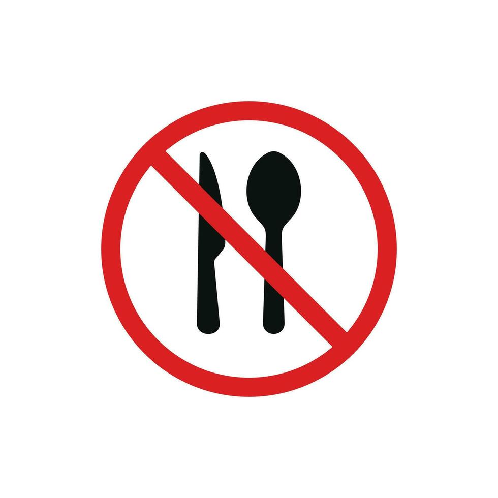 No eating icon symbol. No eating allowed icon isolated on white background vector