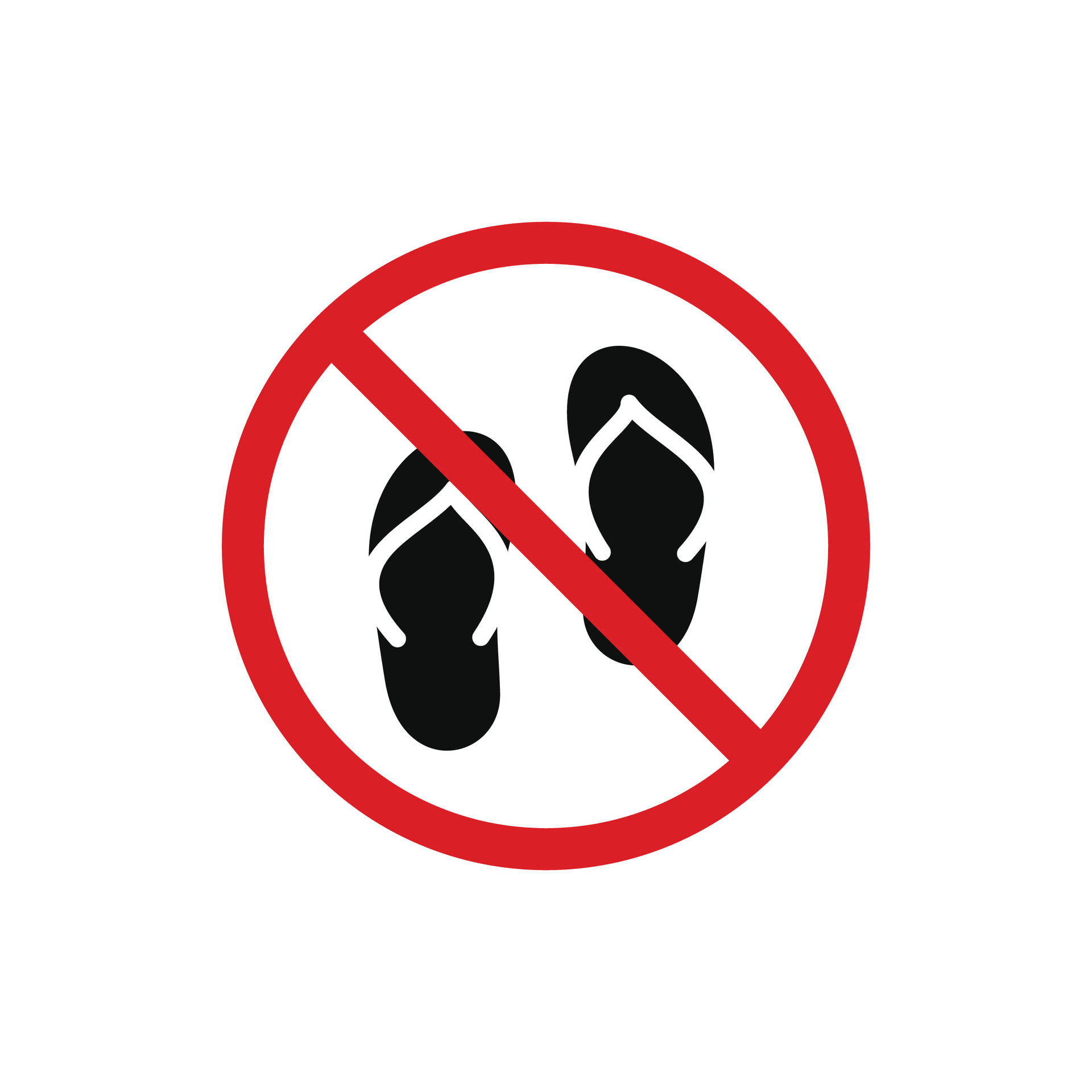 No slipper sandals allowed icon sign symbol isolated on white