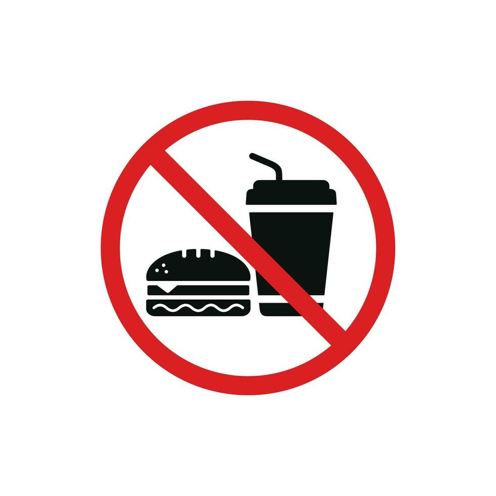 No food and drinks allowed icon symbol. No eating icon isolated on white background vector