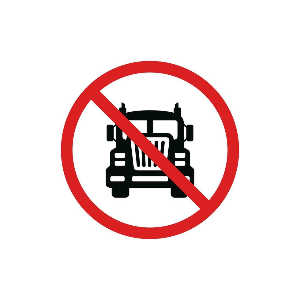 No truck icon sign symbol isolated on white background. No vehicles allowed icon vector