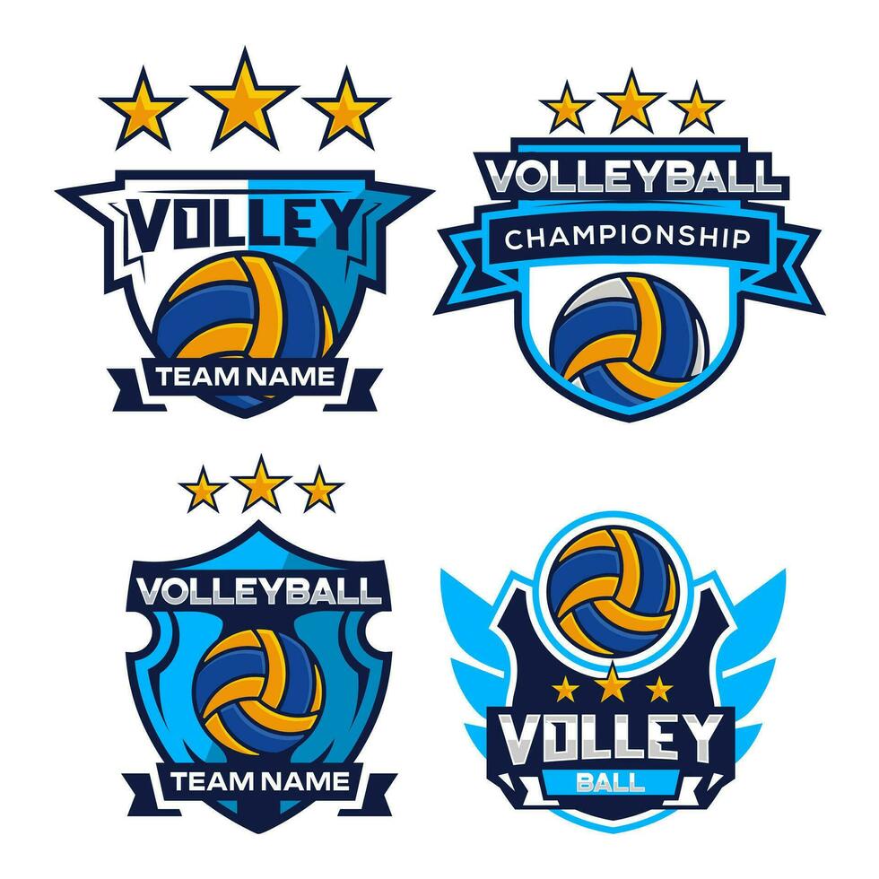 conjunto de vóleibol equipo logo insignia. vector