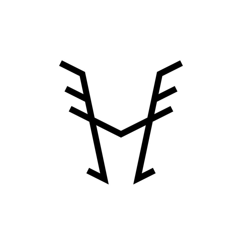 minimal letter M wings logo concept. line, modern, minimal and simple style. black and white. used for emblems, logos, icons, symbols, signs or prints vector