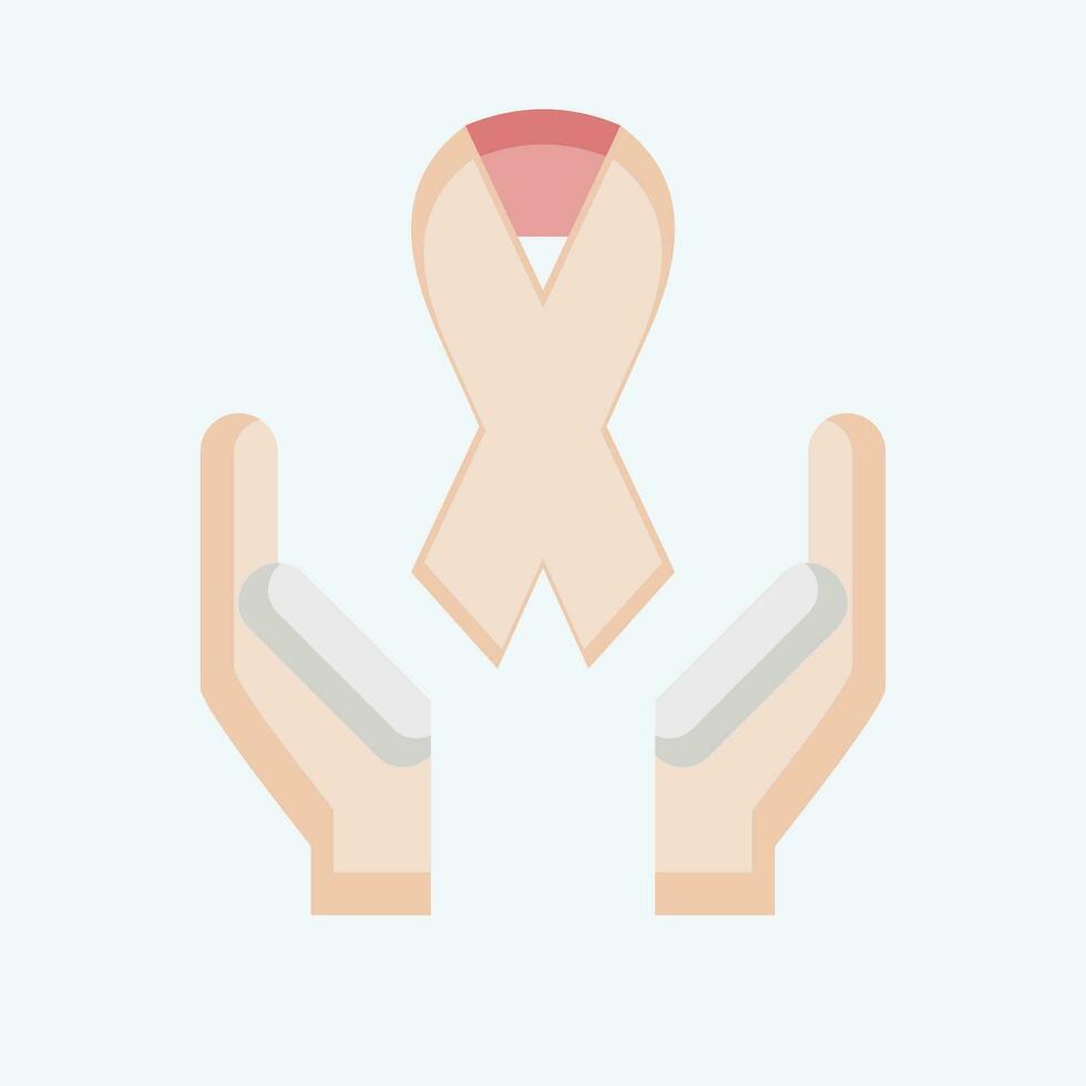 Icon Ribbon. related to World Cancer symbol. flat style. simple design editable. simple illustration vector
