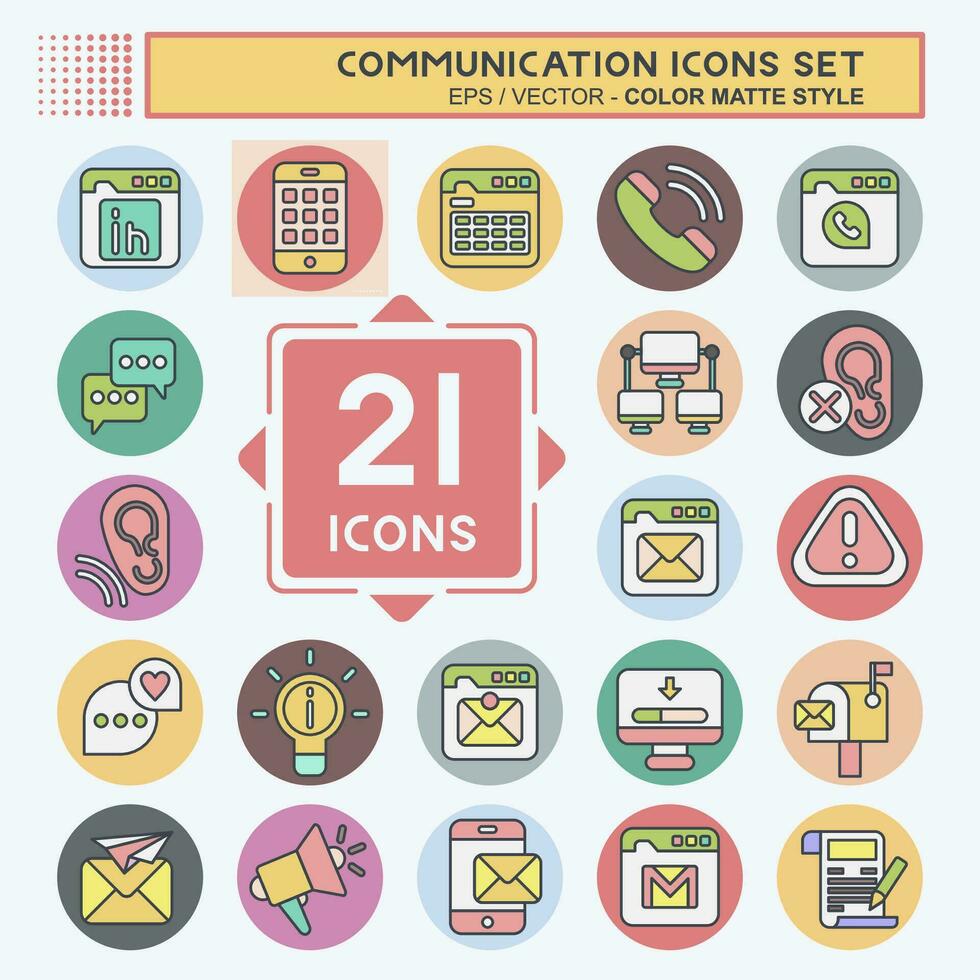 Icon Set Communication. related to Internet symbol. color mate style. simple design editable. simple illustration vector
