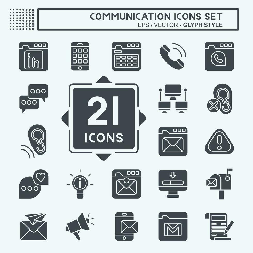 Icon Set Communication. related to Internet symbol. glyph style. simple design editable. simple illustration vector