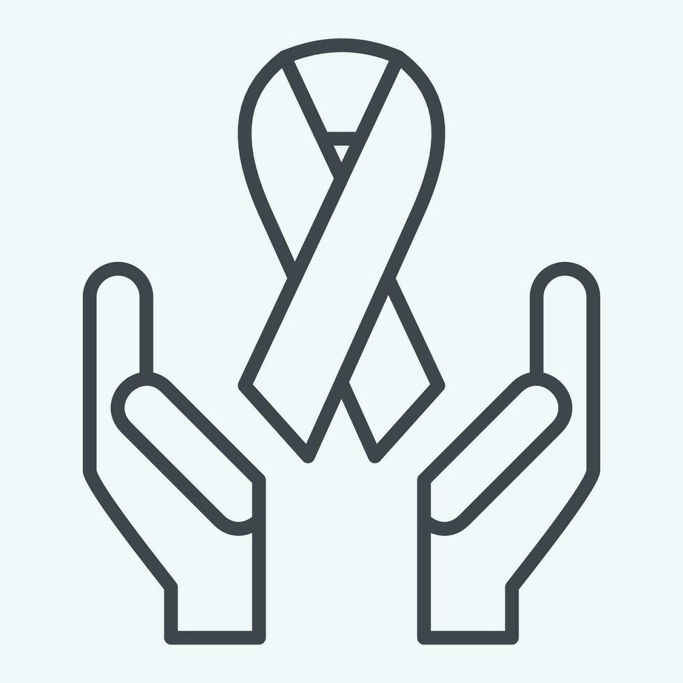 Icon Ribbon. related to World Cancer symbol. line style. simple design editable. simple illustration vector