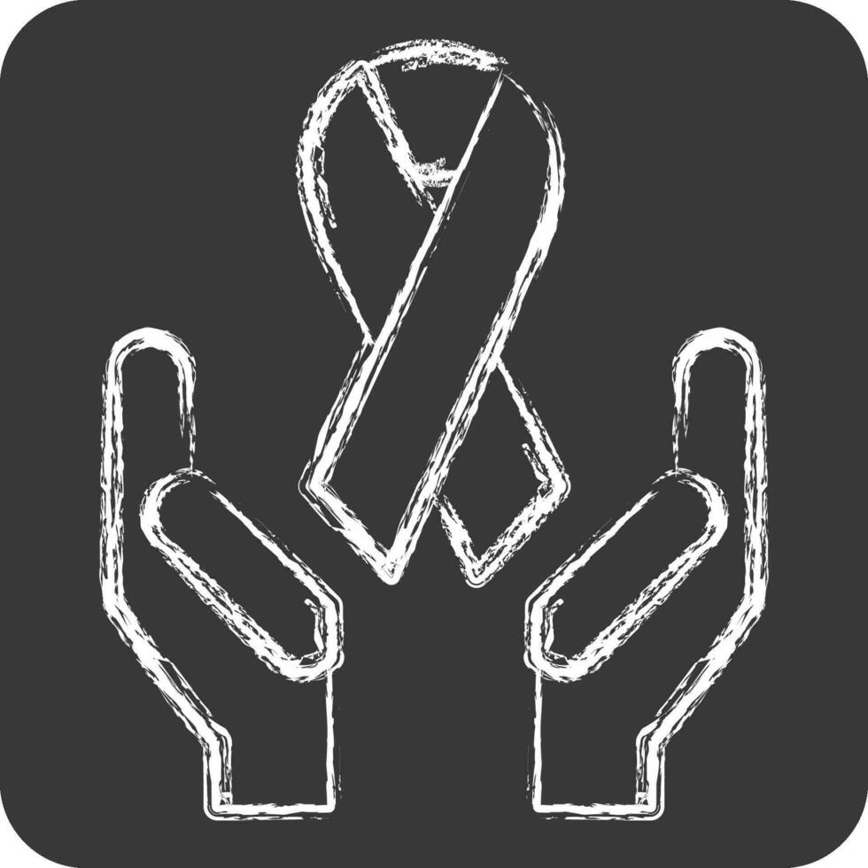 Icon Ribbon. related to World Cancer symbol. chalk Style. simple design editable. simple illustration vector