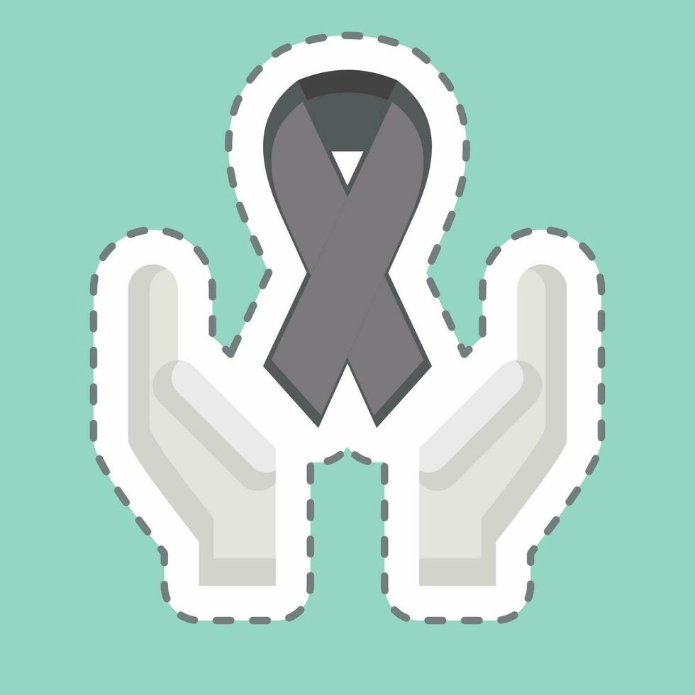 Sticker line cut Ribbon. related to World Cancer symbol. simple design editable. simple illustration vector