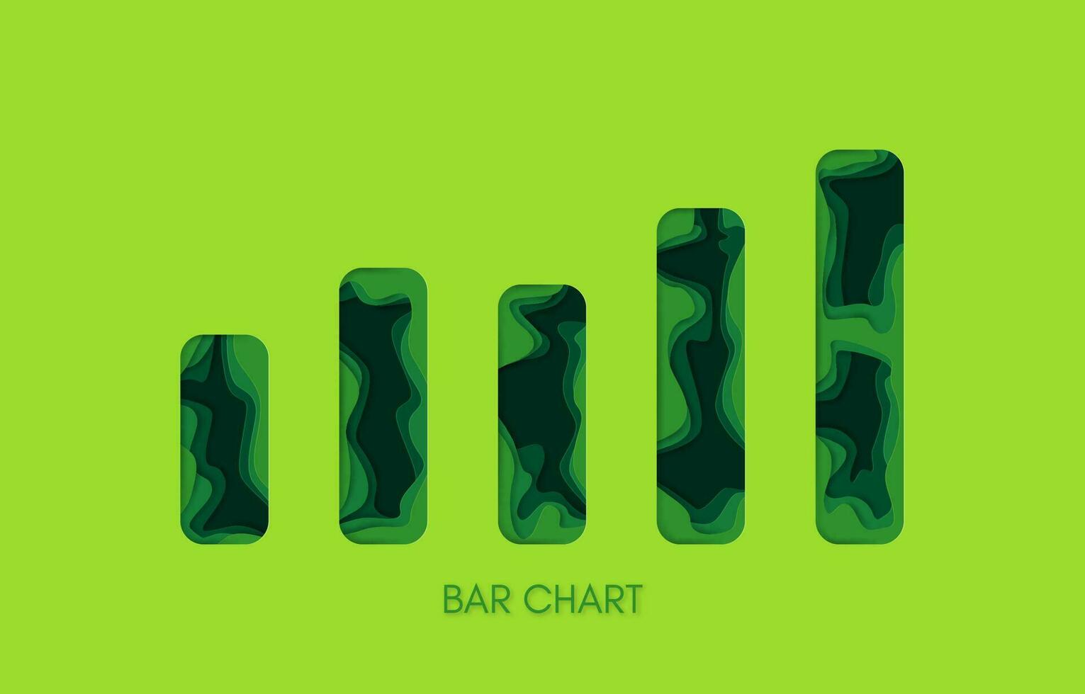 Paper art style of bar chart, business or work performance concept, vector and illustration.