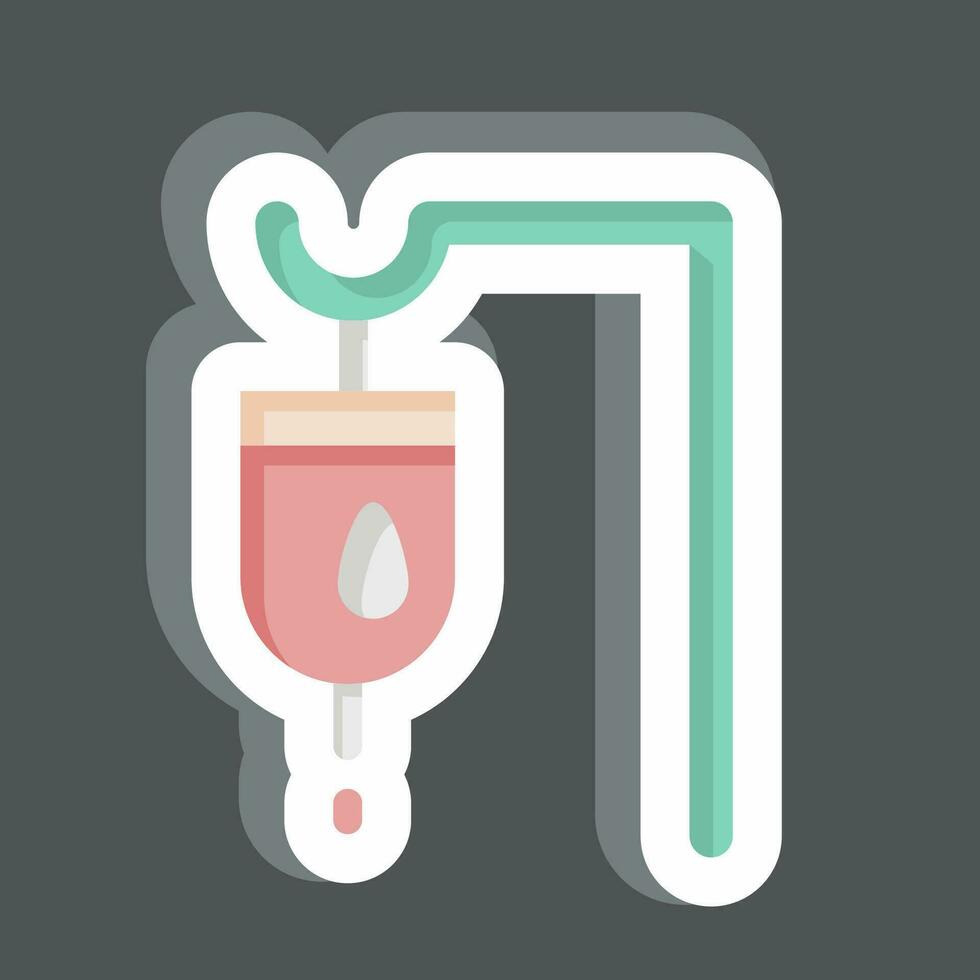 Sticker Travenous Saline. related to World Cancer symbol. simple design editable. simple illustration vector