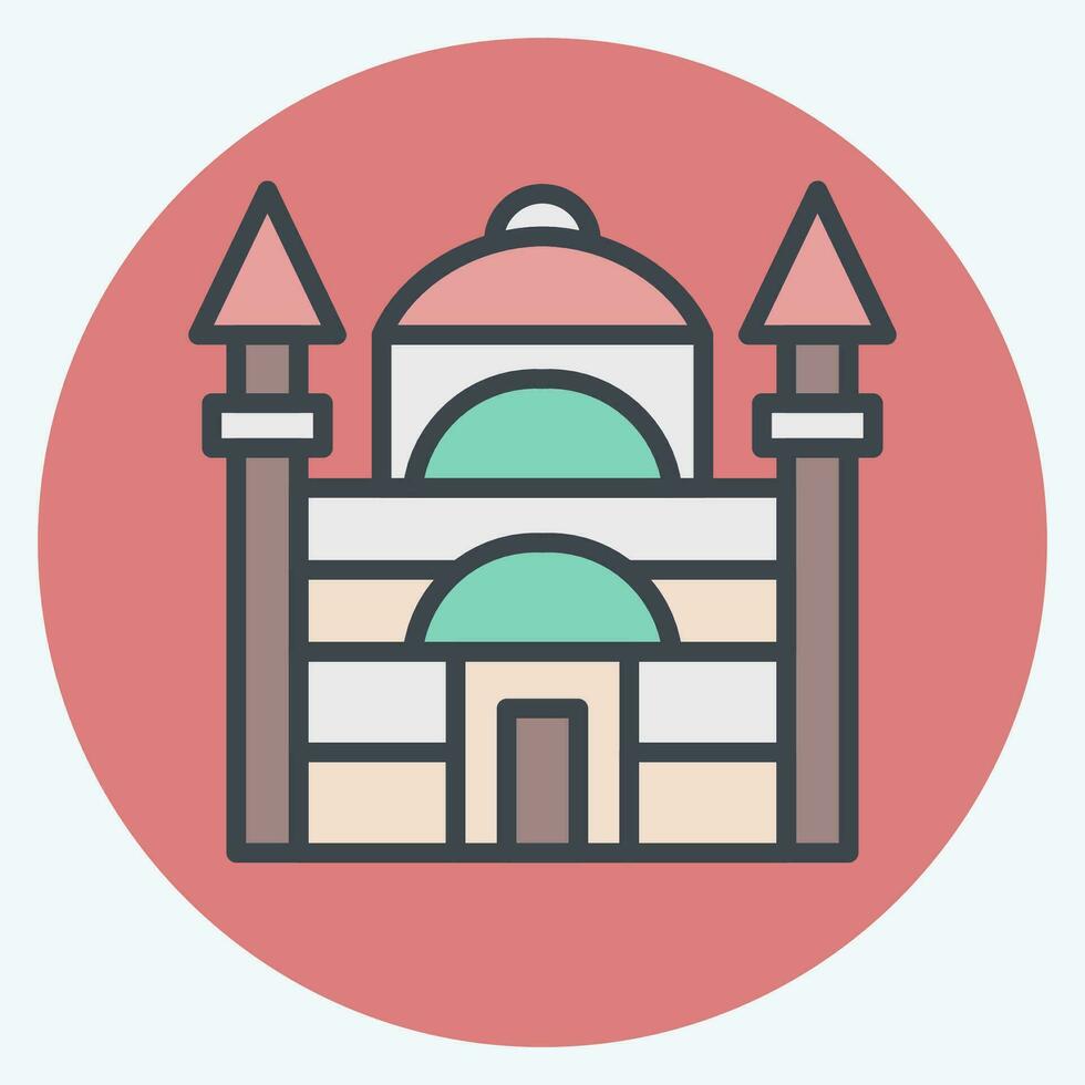 Icon Blue Mosque. related to Turkey symbol. color mate style. simple design editable. simple illustration vector