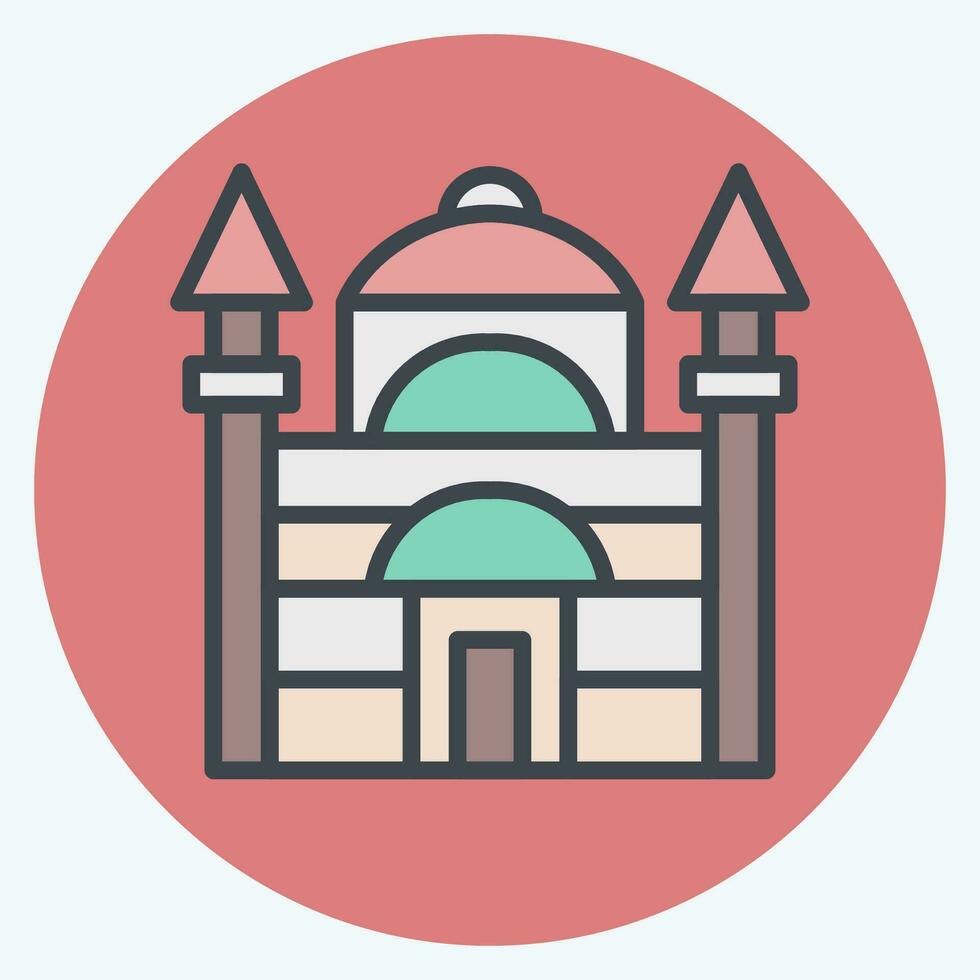 Icon Blue Mosque. related to Turkey symbol. color mate style. simple design editable. simple illustration vector