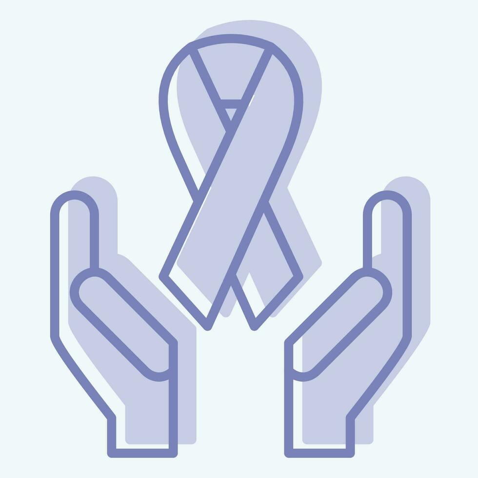 Icon Ribbon. related to World Cancer symbol. two tone style. simple design editable. simple illustration vector