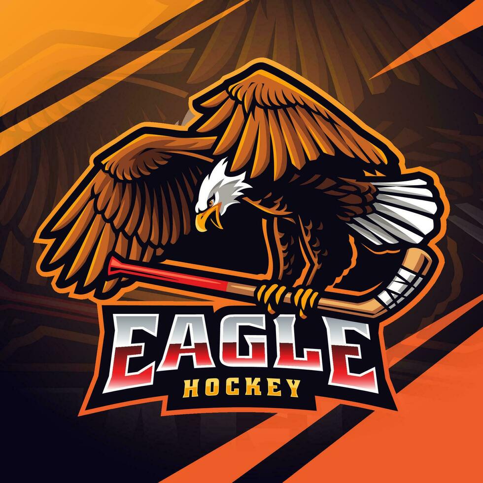 Eagle hockey esport mascot logo design vector