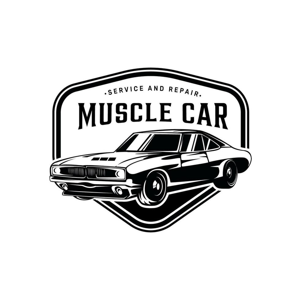 American muscle car vector logo isolated on white background. classic vehicle suitable for emblem or t shirt.