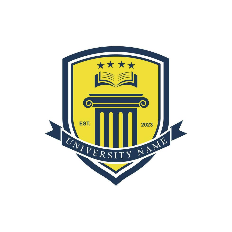 Imagen vectorial del diseño del logotipo de la insignia de la escuela universitaria universitaria. diseño del logotipo de la placa de educación. emblema de la escuela secundaria universitaria vector