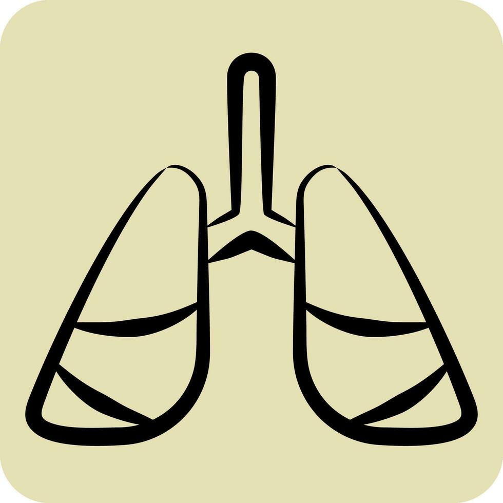 Icon Lung Cancer. related to World Cancer symbol. hand drawn style. simple design editable. simple illustration vector